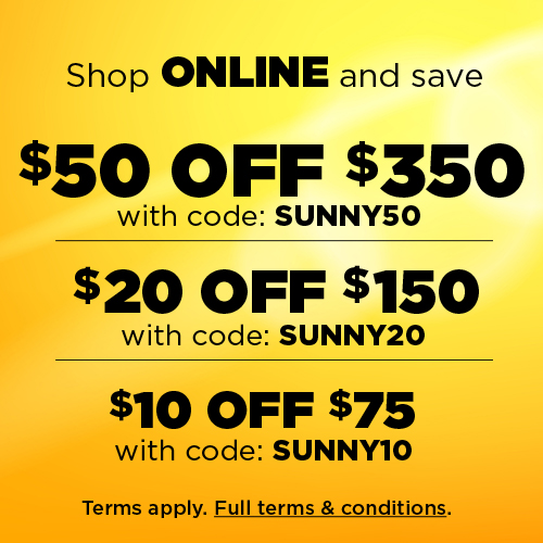 Get up to $50 off your $350+ online purchase from 7/27/26 - 7/29/26 with code. See terms and conditions.