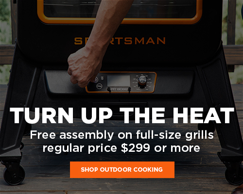 Turn up the heat - Free assembly on full-size grills regular price $299 or more