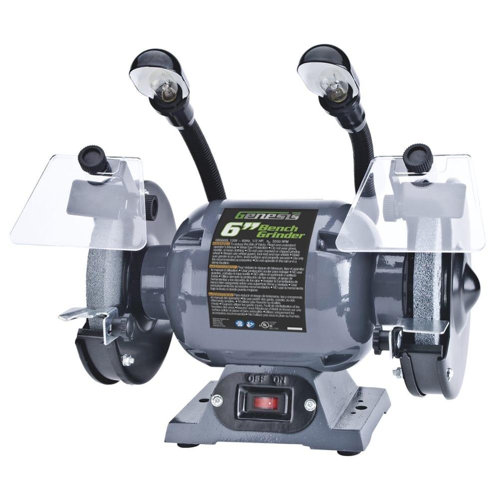 Genesis 6 In. Bench Grinder with Lights 