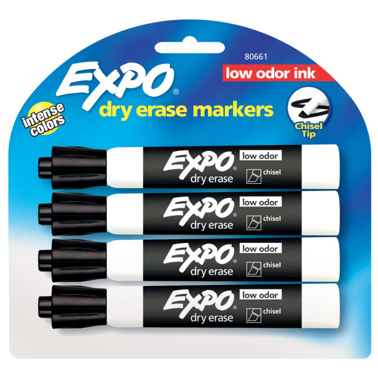 Expo Black Low Odor Ink Chisel Tip Dry Erase Markers 4 Pk By Expo At 