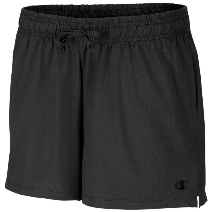 Solid Black Cotton Jersey Shorts 