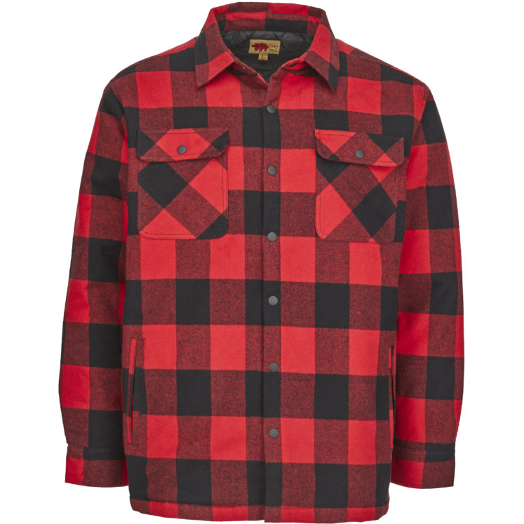 Lined Flannel Shirt Jacket With Snaps 