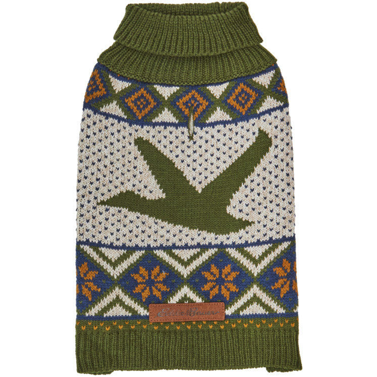 Eddie Bauer Sprig Green Goose Woodland Fair Isle Sweater Dog Coat by