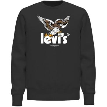 Levi's Men's Caviar Poster Eagle Graphic Crew Neck Long Sleeve Fleece Sweatshirt