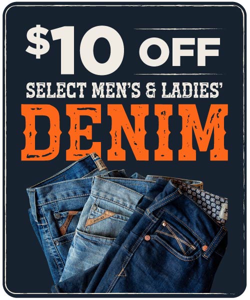 $10 OFF Select Men's & Ladies' Denim.