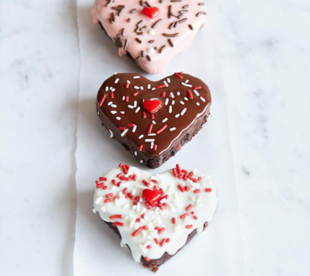 Glazed Brownie Hearts